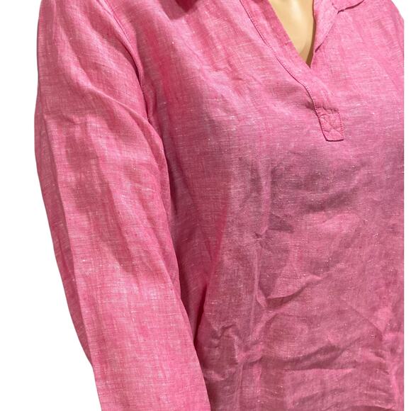 Tahari Pink 3/4 Sleeve Oversize Boho Mom Gauze Loose Fit Linen Top Size 1X - Picture 12 of 16